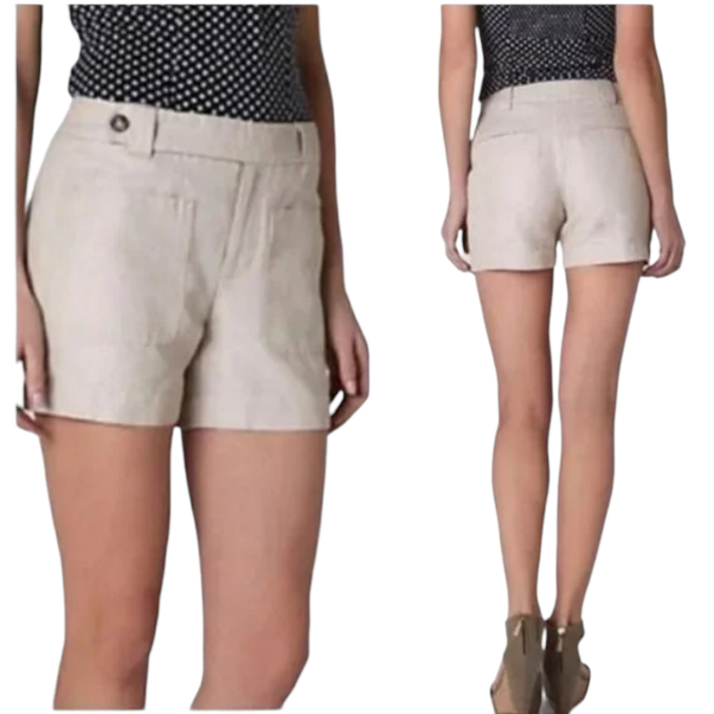100% Cotton Linen blend front pocket Shorts